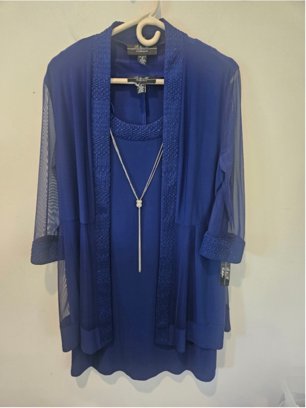 Women's R&M Richards NWT Royal Blue 2-Piece Dress Set Size 14
